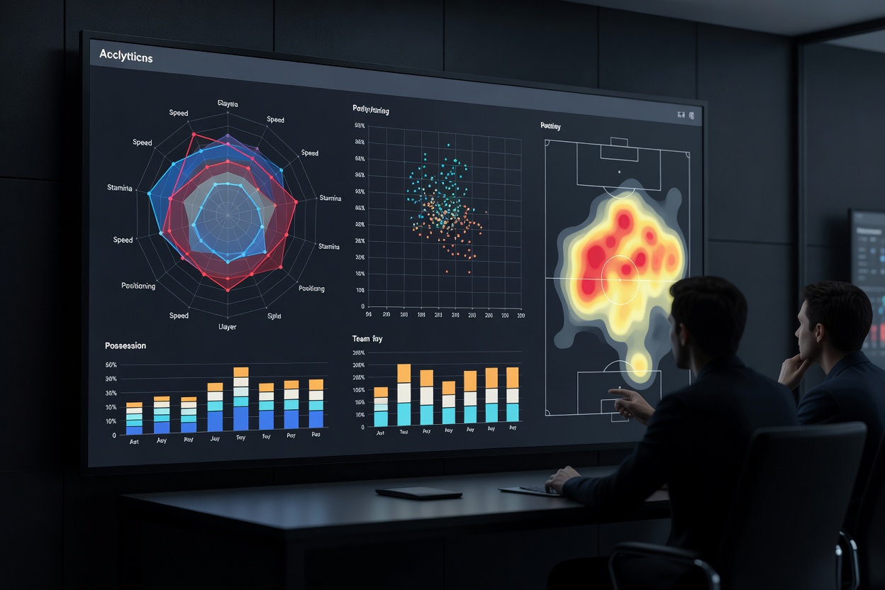 Analytics dashboard displaying performance charts used for post-match tactical review